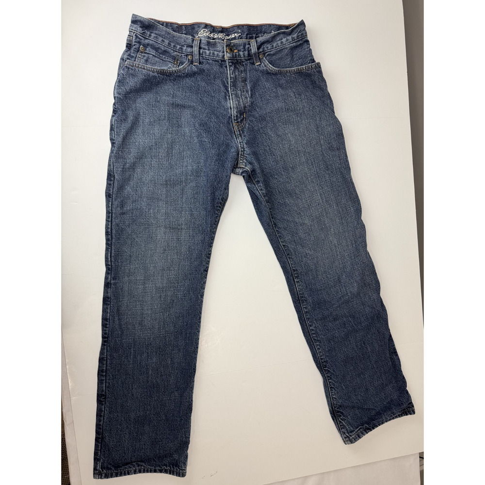 Eddie Bauer Flannel-Lined Jeans 34*32 Plaid Vtg Denim Workwear Relaxed Outdoor